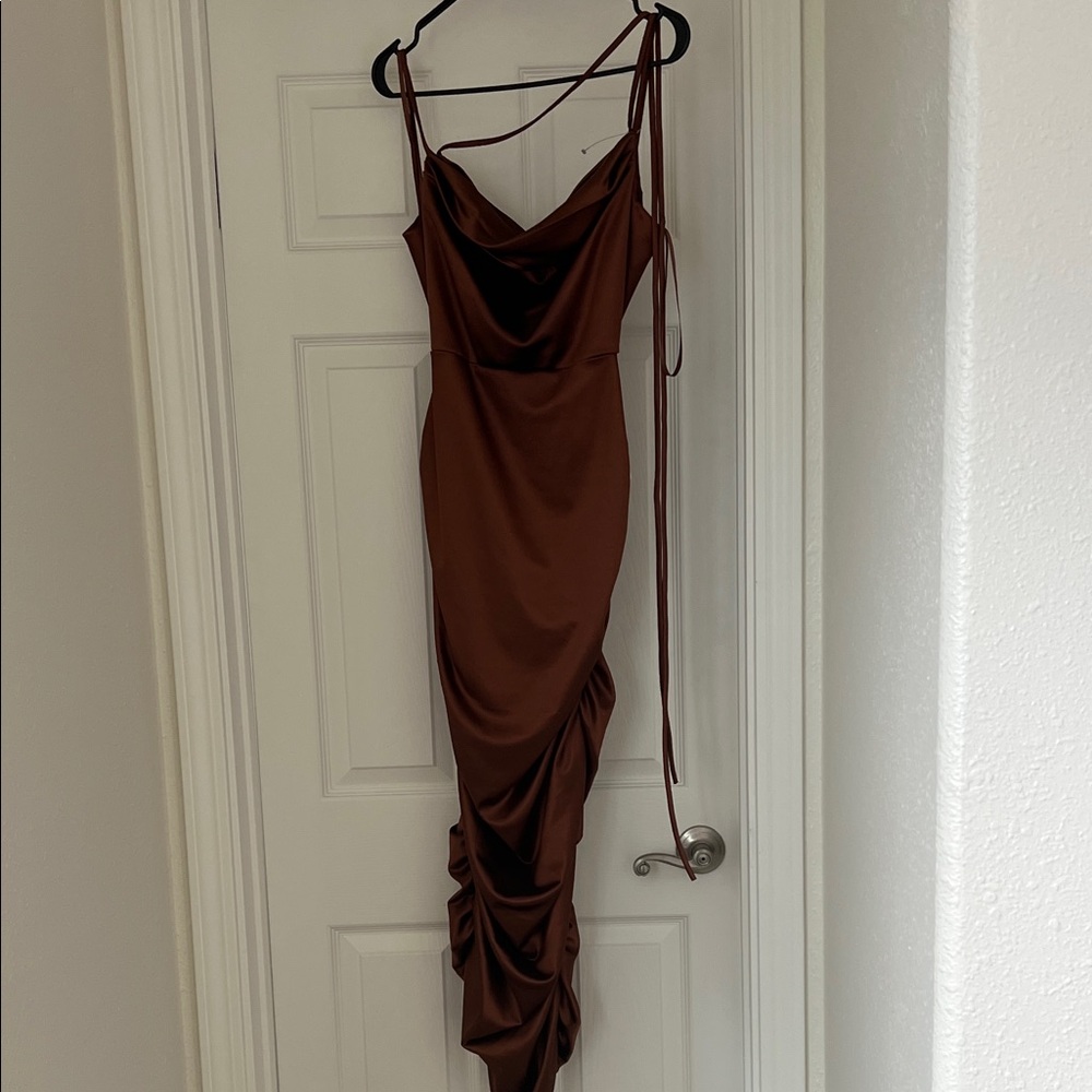 Windsor Chocolate Backless Ruched Dress